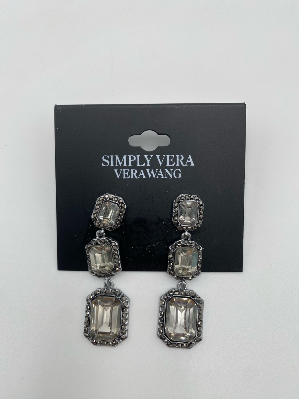 Simply Vera Vera Wang Silver Crystal Triple Drop Earrings